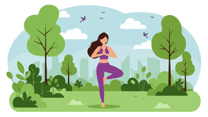 Young Woman Doing Yoga in the Park