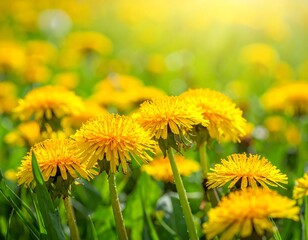 Yellow dandelions in spring