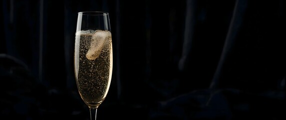 Sparkling Champagne Glass Against a Dark Background