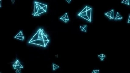 Abstract futuristic background with glowing cyan polyhedrons, symbolizing technology and virtual reality concepts - Powered by Adobe