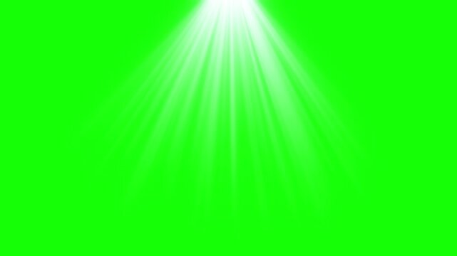 Bright Light rays animation effect on green screen background motion graphics 4k Loopable Video. Twinkle stars light on green screen background. Top right side sun rays on green screen. 