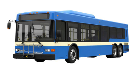 Isolated blue modern bus vehicle for public transport for city streets and lines, isometric © Emil