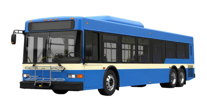 Isolated blue modern bus vehicle for public transport for city streets and lines, isometric