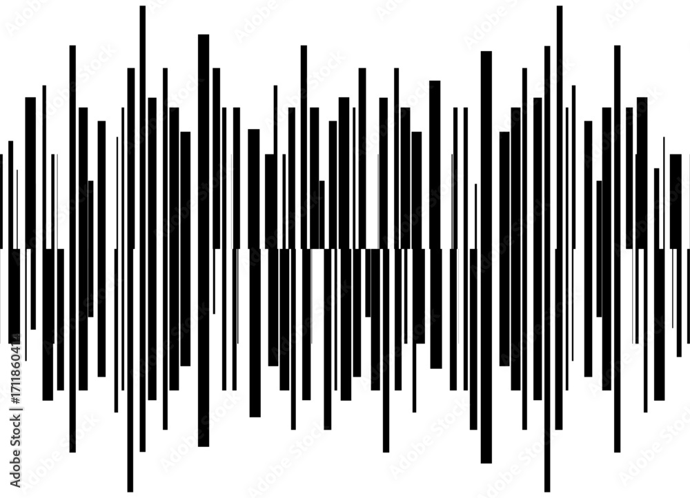 Aufkleber abstract vector pattern of black straight vertical lines of different thickness on a white backgroun