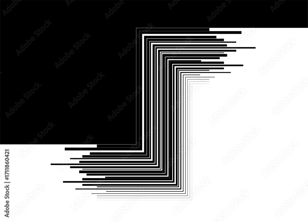 Poster vector transition from black to white. striped vector background from straight lines. brocken rectan