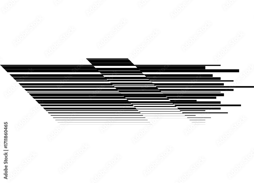 Aufkleber dynamic vector pattern of black straight broken lines of different thicknesses on a white background
