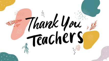 Colorful design expressing gratitude towards teachers, created AI, PNG