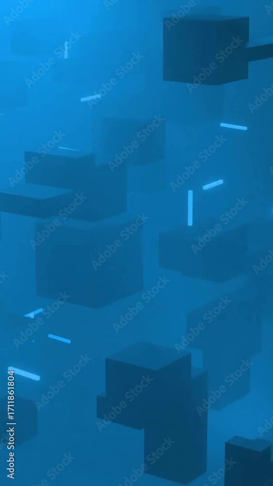Poster animation of digital data processing and glowing network of connections
