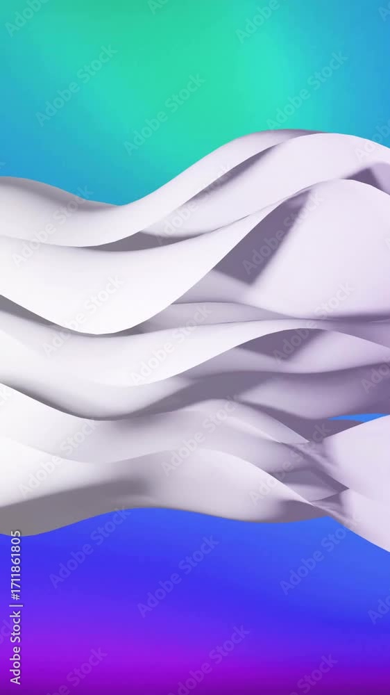 Poster Animation of waving layers moving over multi coloured background