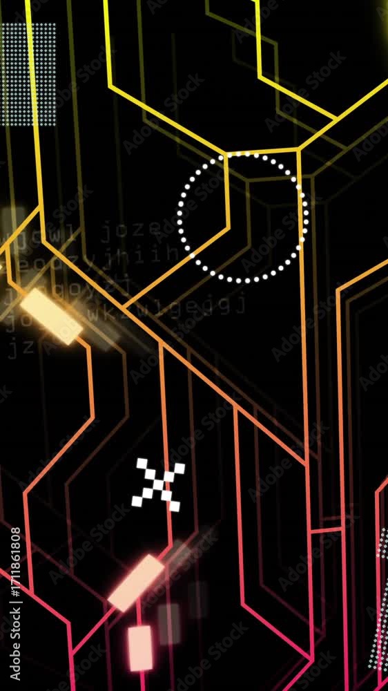 Poster animation of digital data processing over computer circuit board