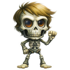 Halloween Gamer Zombies A cartoonish skeleton character with exaggerated features and a playful expression.