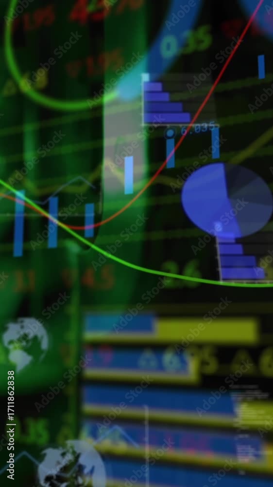 Aufkleber animation of statistics and data processing over grid