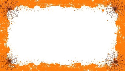 Halloween Orange Grunge Spiderweb Border