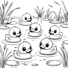 Ducklings In The Pond