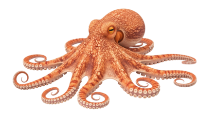 Isolated Octopus with Tentacles and Suction Cups, Intelligent Sea Creature on Display