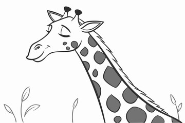 Adorable Cartoon Giraffe with Closed Eyes.