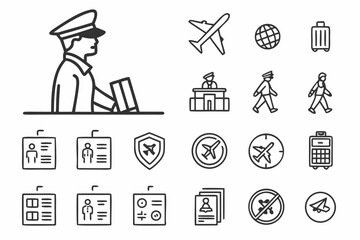 Airport Security and Travel Icons Collection.