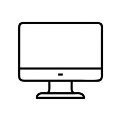 Simple line art icon of a modern computer monitor isolated on transparent background