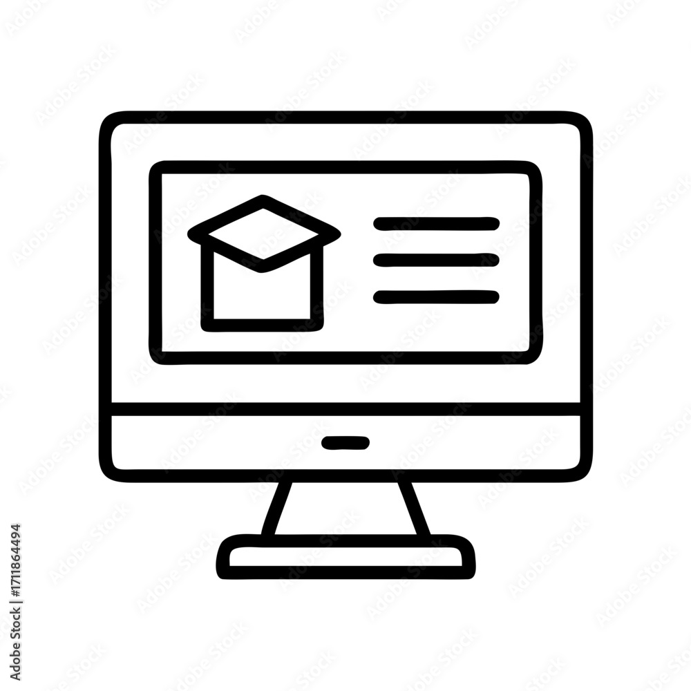 Fototapete computer screen displaying graduation cap and text isolated on transparent background