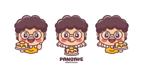 cartoon mascot vector illustration with pancake
