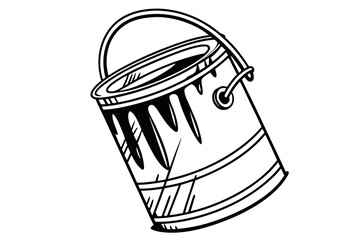 Black and White Paint Can Illustration.