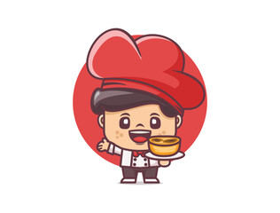 cute chef cartoon with pastel de nata