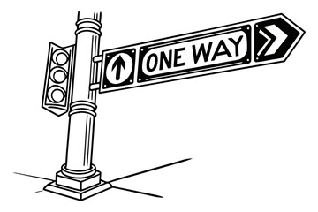 Black and White One Way Street Sign.