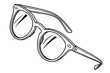 Black and White Outline of Stylish Sunglasses.