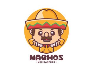 cartoon mascot vector illustration with nachos