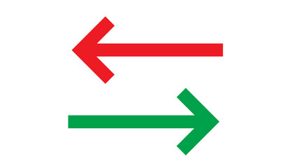 A red arrow and a green arrow are pointing in opposite directions on black backround.