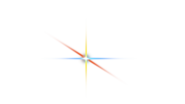 Abstract light streaks form a cross shape with a bright center, radiating colorfully.