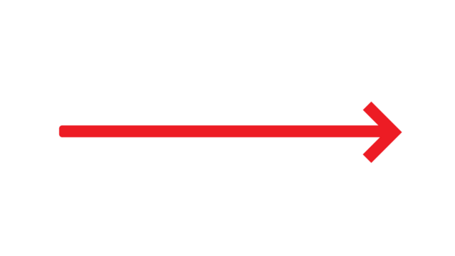 A bright red arrow points to the right on a stark black background, directional, minimal.