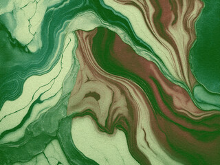 Abstract swirling patterns in shades of green, brown, and white, creating an artistic design