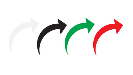 Four colorful arrows arching gracefully across a dark background symbolizing direction.