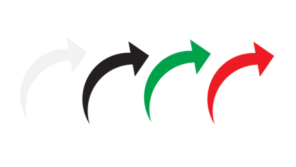 Four colorful arrows arching gracefully across a dark background symbolizing direction.