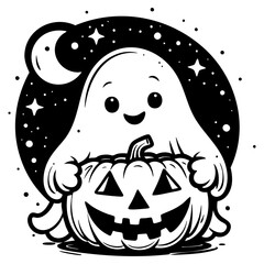 Cute Ghost with Pumpkin