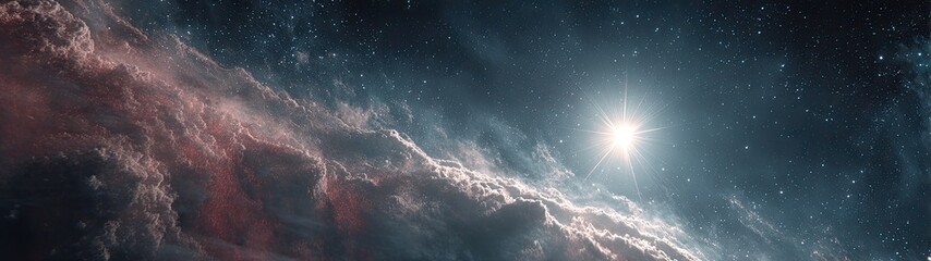 Cosmic clouds swirl around a brilliant star
