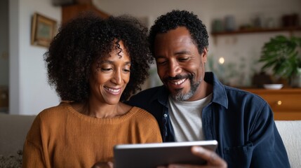 Older couple using tablet.