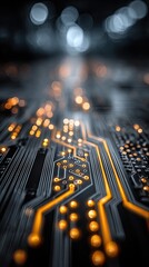 Close-up of illuminated circuit board