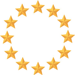 Golden stars arranged in a circular pattern on a white background