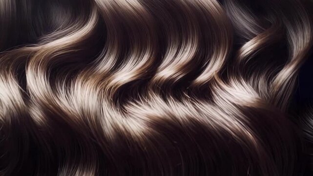Close-up of wavy brunette hair with subtle honey-brown highlights.
