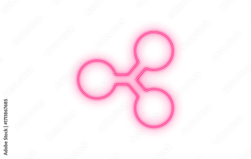 Poster vibrant abstract pink interconnected circular symbol with a subtle glowing outline, representing con