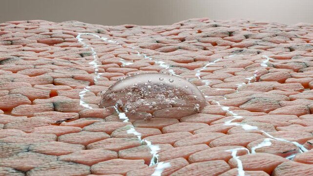 Hyaluronic acid or Moisturizer serum drop, essential Oil Bubbles for cosmetics in water, beauty cosmetic concept, Collagen and vitamin, Skin solution for reducing wrinkles, skin absorption, 3d render