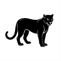 cougar silhouette line art vector illustration