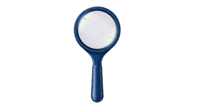 Isolated blue magnifying glass, a tool for reading small print and examining objects close-up