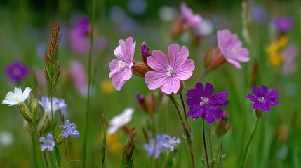 Fototapeta premium Colorful wildflowers in meadow