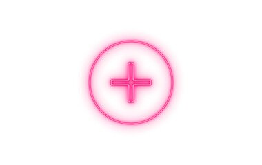 Fototapeta premium neon plus icon on a cirlce 
