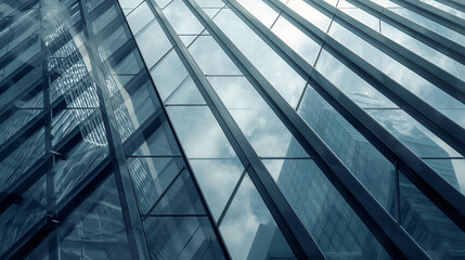 Abstract building architecture pattern with reflective glass surfaces and geometric modern facade design