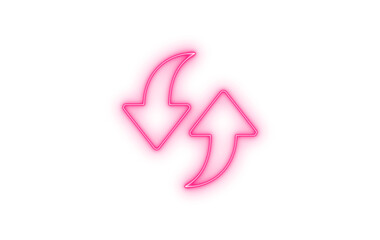 Colorful neon pink arrows forming a refresh or swap symbol, indicating exchange, update, or data transfer for modern digital interfaces and technology concepts, isolated on transparent background