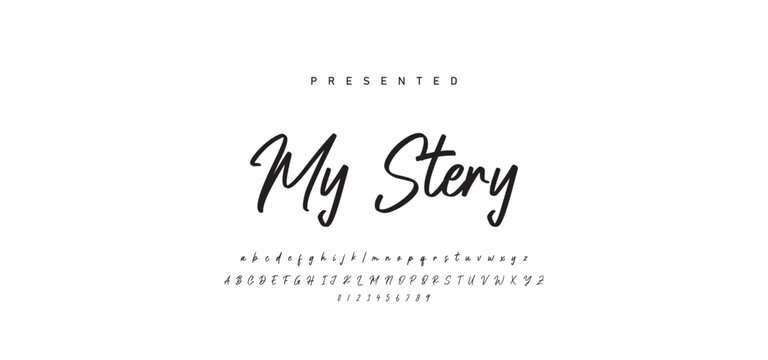 Hand drawn vector alphabet. Modern monoline signature script font. Elegant Signature Font. Best Alphabet Beautiful Calligraphy Signature Font